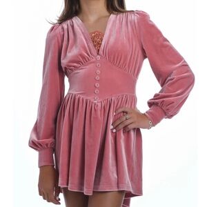 Katie J NYC Tween Daphne Dress Dusty Pink Velvet Mini